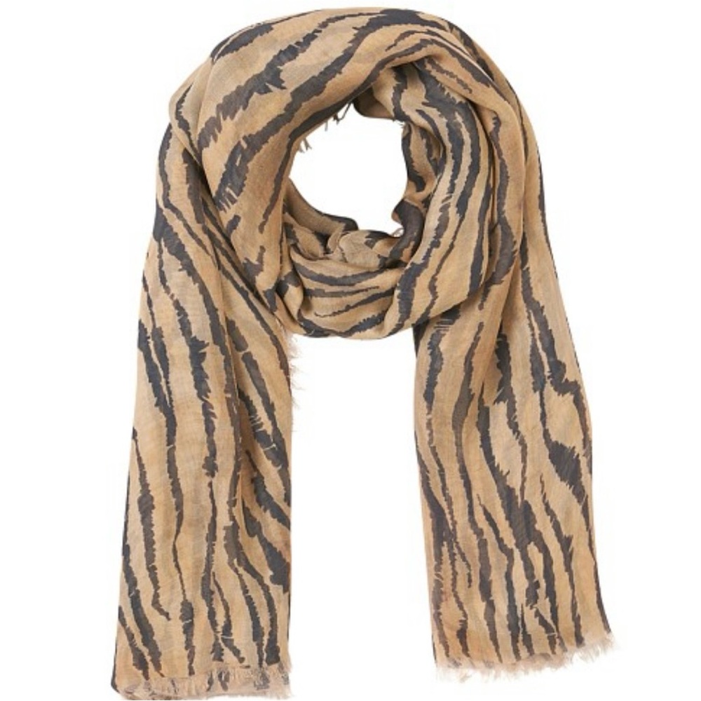 NWOT SPELL Banksia Tan and Black Animal Print travel scarf